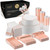 Rose Gold Plastic Plates For Party - Rose Gold Plastic Silverware - 350 PC Wedding Dinnerware Set 50 Guests, 100 Plastic Party Plates, 50 Cups, 50 Rose Gold Cutlery Sets & 50 Napkins-By SparkSettings