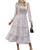 NOLLSOM Women 2023 Fall Dress Floral Boho Dress Casual Long Sleeve Crew Neck Ruffle A-Line Flowy Wedding Guest Maxi Dresses(White Pink Flower,Small)