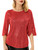 GRACE KARIN Women's Sparkle Sequin Party Blouse Tops Shimmer Glitter 3/4 Slit Sleeve Dressy Tops Red