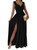 Dokotoo Womens Ladies Elegant Floor Length A Line Wrap Deep V Neck Backless Ruched Pleated Ruffled Split Long Maxi Formal Evening Party Prom Dress Bridesmaid Wedding Guest Dresses Black M