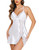 Avidlove Women Lingerie Satin Lace Chemise Nightgown V Neck Sexy Full Slips Sleepwear Dress (Large, A White)