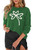 Women's 2024 St. Patrick's Day Shamrock Sweater Round Neck Casual Green Solid Long Sleeve Sweatshirt Pullover Tops