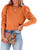 Dokotoo women crewneck sweatshirts 2023 fall crop tops for women trendy Puff Sleeve Orange Pullover Casual Loose Shirts Small