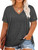 Women Plus Size Tops 3X Summer V Neck T Shirts Side Split Tees Drak Gray 22W