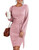 HOTOUCH Womens Ribbed Knit Dress Scoop Neck Tie Waist Dress Winter Bodycon Dress for Women Long Sleeve Knitted Dress Casual Fall Dresses Pink X-Large