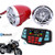 UTV ATV Bluetooth Amplifier Sound System Hand-Free Speakers FM USB Audio System Stereo 3 Inch Speakers 12V Motorcycle Waterproof Audio for iPhone/iPod/MP3(Chrome&Red Star Speaker)