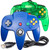 miadore 2 Pack Classic N64 Controller, N64 Wired USB PC Game pad Joystick, N64 Bit USB Wired Game Stick Joy pad Controller for Windows PC MAC Linux Raspberry Pi 3 Sega Genesis (Clear Green/Blue)