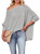 Dokotoo Womens Ladies Casual Loose Waffle Knit Tops Summer Off The Shoulder Tunic Solid Color Boat Neck Long Sleeve Shirts and Blouses Gray Medium