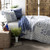 Lush Decor Monique 3 Piece Reversible Print Pattern Blue Quilt Set, King,