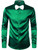 ZEROYAA Men's Luxury Shiny Silk Like Satin Button Up Dress Shirts ZLCL14 Emerald Large