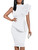 LAGSHIAN Women's Elegant Cocktail Bodycon Sleeveless Mock Neck Ruffle Formal Midi Pencil Dress White