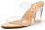 katliu Women's Clear Heeled Sandals Snakeskin Print Transparent Chunky Heel Mules Apricot
