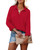 HOTOUCH Womens Button Down Chiffon Blouses Collared Casual Going Out Tops Red, Medium, Long Sleeve