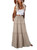 EARKOHA Women's Elastic High Waist A Line Flowy Beach Skirt Plus Size Smocked Solid Maxi Skirt Tan 2XL