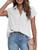 BOTHENIAL Women White Button Down Shirt Dressy Casual Work Tops Chiffon Blouse Summer Short Sleeve Shirts (White,Large)