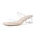 Shoe'N Tale Strappy Heels for Women Square Open Toe Two Strap Low Block Heel Slip on Dressy Sandals Shoes(8,Clear/nude)