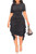 Women's Sexy Bodycon Ruched Midi Dress Ruffle Hem Casual Pencil Party Club Cocktail Dresses Black Small