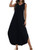 Zilcremo Women's Summer Casual Loose Sundress Long Dress Sleeveless V Neck Split Tshirt Maxi Dresses Black M