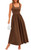 Potany Summer Dresses for Women Casual Sleeveless Square Neck Flowy Long A Line Tank Maxi Sundress Beach Vacation 2024 Spring with Pockets(Brown,S)