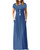 AUSELILY Women Solid Plain Short Sleeve Loose Casual Long Maxi Dresses with Pockets Medium Blue Grey Blue (L,Beja Blue)