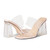 Ancomafio Clear Heels Sandals for Women Transparent Sandals Two Strap Square Toe Chunky Block Heel Slides Heeled Mules Summer Slip On