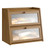 BMOSU Large Bread Box For Kitchen Bread Storage And Organization, Farmhouse Countertop Bread Box With Frosted Glass Window Bamboo Bread Box Self-Assembling Double layer(Brown)