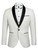 Alizeal Mens Tuxedos Shawl Lapel One Button Fashion Jacquard Suit Blazer Jacket for Party Prom Wedding, White-M