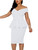 MAYFASEY Wrap Dress for Women Elegant Off Shoulder Ruffle Midi Dress Bodycon Peplum Cocktail Pencil Wear to Work Office Casual Dress White XL