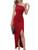 Sarin Mathews Womens One Shoulder Long Formal Dress Sexy Summer Sleeveless Bodycon Ruched Wrap Split Cocktail Dresses Red S