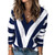 PRETTYGARDEN Women's Fashion Long Sleeve Striped Color Block Knitted Sweater Crew Neck Loose Pullover Jumper Tops (Striped Blue,X-Large)
