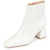 Journee Collection Womens Haylinn Bootie with Square Toe and Block Heel, White, 8