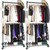 DoubleFill 2 Pack Clothes Rack with Wheels Double Rod Clothing Garment Rack Rolling Clothes Organizer on Wheels Portable Hanging Rack for Clothes Double Clothing Rack for Hanging Clothes, Black