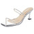LALA IKAI Women's Clear Square Toe Sandals Rhinestone Open Toe Heels Two Strap Slip On Mules Party Wedding Dress Shoes