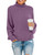 ZESICA Women's 2024 Turtleneck Batwing Sleeve Loose Oversized Chunky Knitted Pullover Sweater Jumper Tops,Purple,Small