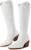 Susanny Knee High Cowboy Boots for Women Embroidered Western White Cowgirl Boots for Womens Chunky Heel Pull on Pointed Toe Mid Low Heel Boots 8