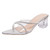 BEAUPAS Clear Heels for Women Chunky Heel Slides Rhinestone Heeled Sandals Transparent Low Block Heels Mules Pointed Open Toe Slip On Sandals(Silver,8)