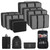 Funarty 12 Set Packing Cubes for Suitcases, Compression Packing Cubes for Carry On, Luggage Organizer Bags for Travel Accessories Travel Essentials, Black