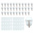 32 Hooks 40 Strips, Clear Small Wall Hooks for Hanging, Wire Toggle Hooks for Walls No Damage, Utility Hooks Heavy Duty with Adhesive Strips for Hanging Decorations in Living Spaces, No Tools.