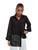 MakeMeChic Women's Sheer Blouse Lantern Sleeve See Through Button Down Shirt Top Black S