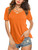 Amoretu Women Casual V Neck Tops Short Sleeve Summer T Shirts Blouses Orange XL