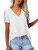 Eachyes Womens Lace Short Sleeve V Neck T Shirts Summer Casual Tops Loose Fit Tees Blouses White X-Large