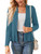 Womens Casual Lightweight Long Sleeve Cardigan Soft Drape Open Front Fall Dusters Blue M
