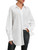 Women's Button Up Long Sleeve Shirt Split High Low Hem Elegant Long Blouse Top White L
