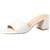 Women's Square Open Toe Heels Sandals Low Block Chunky Heeled Sandal Slip on Mules Comfortable Casual Dress Pumps Shoes, Off White 9