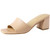 Women's Square Open Toe Heels Sandals Low Block Chunky Heeled Sandal Slip on Mules Comfortable Casual Dress Pumps Shoes, Nude 8