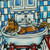 sheltie shetland sheepdog taking a bath bathroom art coaster tile gift dog