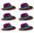 Beistle 60745 6-Pack Mardi Gras Vel-Felt Fedora