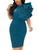 Women's Cocktail Bodycon Ruffle Sleeveless Formal Midi Pencil Dress Indigo