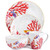 STPGoods 4-Piece Porcelain Dinnerware Set - Plates and Bowls Set with Tea Mug, Dessert, Salad, Dinner Plates and Bowls Sets, Coral Reef Design, Dishes Set - Service for 1