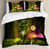 Fantasy Duvet Cover Set, Fiction Forest Giant Mushrooms and Elves Enchanted Image, Decorative 3 Piece Bedding Set with 2 Pillow Shams, King Size, Green Coral